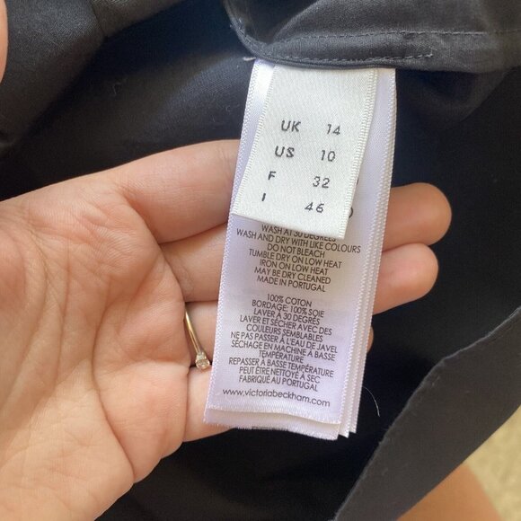 Victoria Beckham Womens Dress Black Front Pleated Short Sleeve Size 14 - Picture 6 of 15